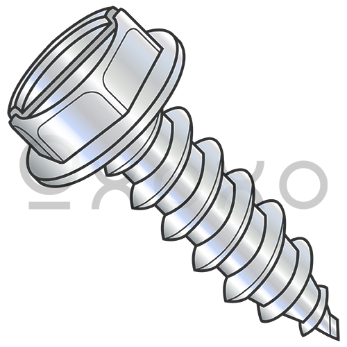 5/16-9X3 Slotted Indented Hexwasher 7/16 A/F Self Tap Screw Type A Full Thread Zinc Bake