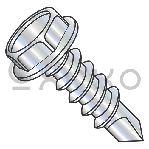 1/4-14X3/4 7/16 A/F .172-.190 Hd Hgt Unslot Ind Hexwash Self Drilling Full Th ZincBake
