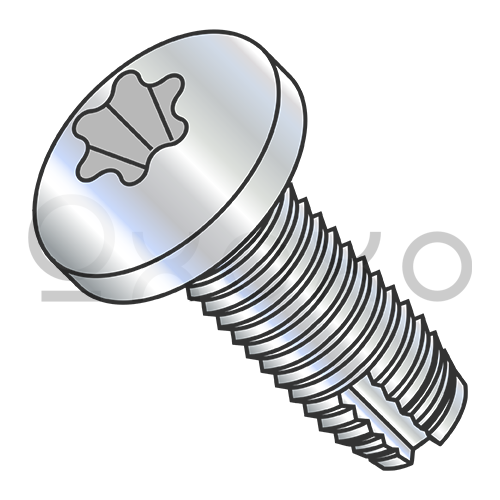 8-32X1/2 Six Lobe Pan Thread Cutting Screw Type 1 Fully Threaded Zinc And Bake