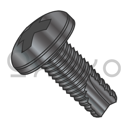 4-40X1/4 Phillips Pan Thread Cutting Screw Type 23 Fully Threaded Black Zinc and Bake