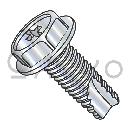 8-32X1/2 Phillips Indented Hex Washer Thread Cutting Screw Type 23 Fully Threaded Zinc