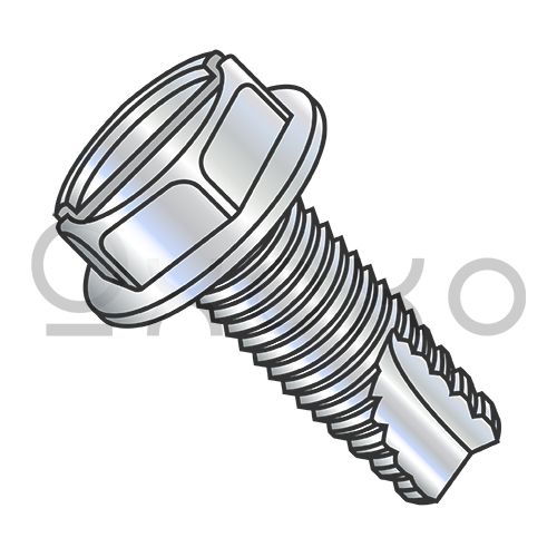 4-40X5/8 Slotted Indented Hex Washer Thread Cutting Screw Type 23 Full Thread Zinc Bake