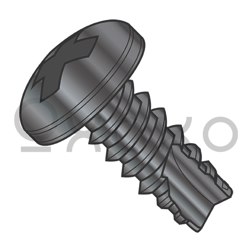 4-24X5/16 Phillips Pan Thread Cutting Screw Type 25 Fully Threaded Black Oxide and Oil