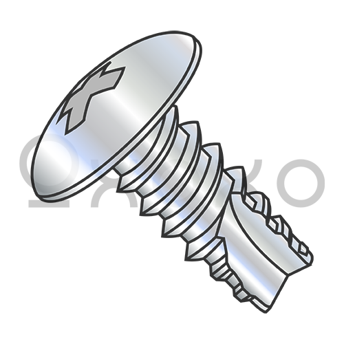 4-24X1/4 Phillips Truss Thread Cutting Screw Type 25 Fully Threaded Zinc and Bake