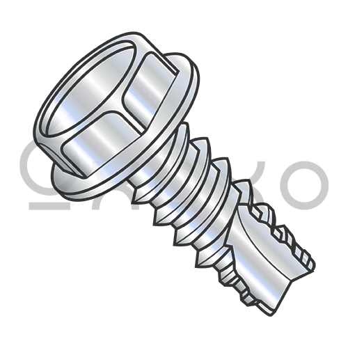 6-20X1/2 Unslotted Indented Hex Washer Thread Cutting Screw Type 25 Fully Threaded Zinc