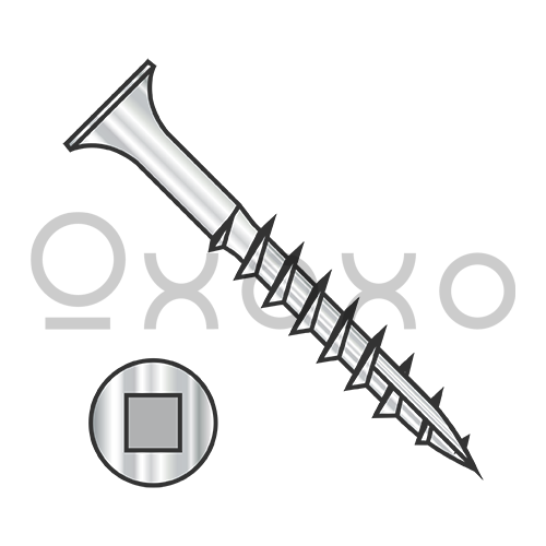 6X1 1/4 Bugle Square Drive Coarse Thread Type 17 Point Deck Screw 18-8 Stainless Steel