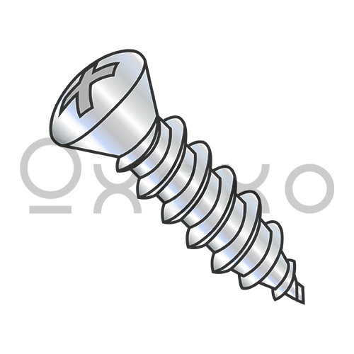 8-18X3/8 Phillips Oval #6 Head Self Tapping Screw Type AB Fully Thread Zinc & Bake