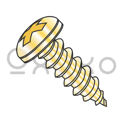 4-24X1/4 Phillips Pan Self Tapping Screw Type A B Fully Threaded Zinc Yellow and Bake