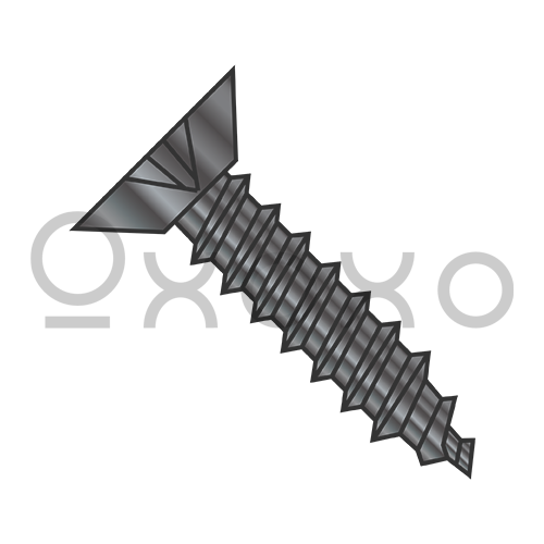 4-24X1/4 Phillips Flat Undercut Self Tapping Screw Type A B Fully Threaded Black Zinc And