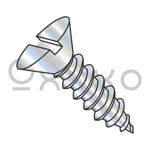 6-20X3/8 Slotted Flat Self Tapping Screw Type A B Fully Threaded Zinc And Bake