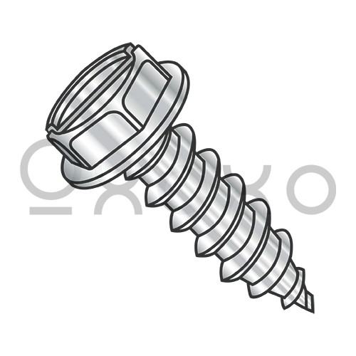 6-20X3/8 Slot Ind Hex Wash Self Tapping Screw Type AB Fully Threaded 18-8 Stainless Ste