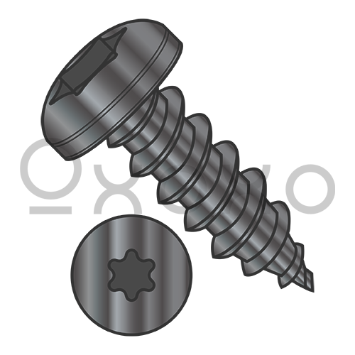10-16X5/8 6 lobe Pan Self Tapping Screw Type A B Full Thread 18 8 Stainless Steel Black Ox