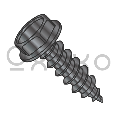 10-16X1/2 Unslotted Indented Hex Washer Self Tap Screw Type AB Full Thread Black Zinc Ba