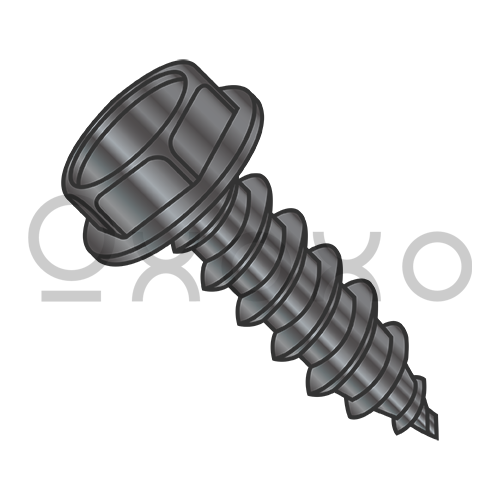 6-20X5/8 Unslotted Indented Hex Washer Self Tapping Screw Type AB Full Thread Black Oxide