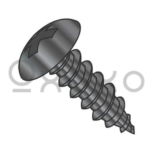 6-18X7/16 Phillips Full Contour Truss Self Tapping Screw Type A Fully Threaded Black Oxide