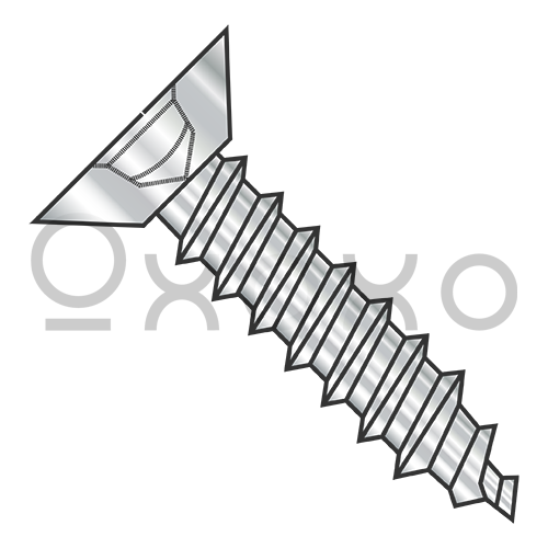6-18X5/8 Squarel Flat Undercut Self Tapping Screw Type A Fully Threaded 18 8 Stainless