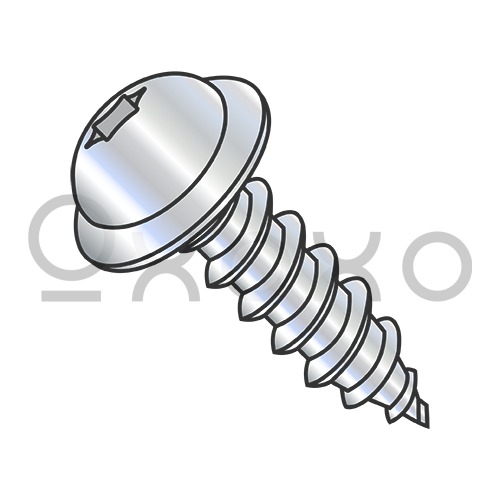 8-15X1/2 Six Lobe Round Washer Self Tapping Screw Type A Fully Threaded Zinc and Bake