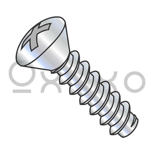 6-20X3/8 Phillips Oval Self Tapping Screw Type B Fully Threaded Zinc