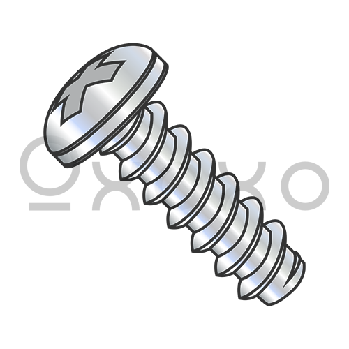 2-32X1/8 Phillips Pan Self Tapping Screw Type B Fully Threaded Zinc and Bake