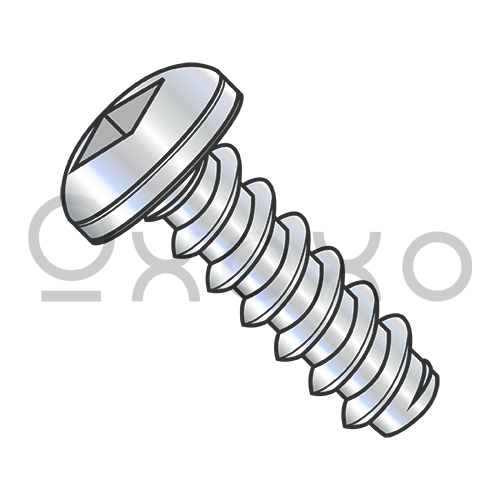 4-24X1/4 Square Pan Self Tapping Screw Type B Fully Threaded Zinc And Bake
