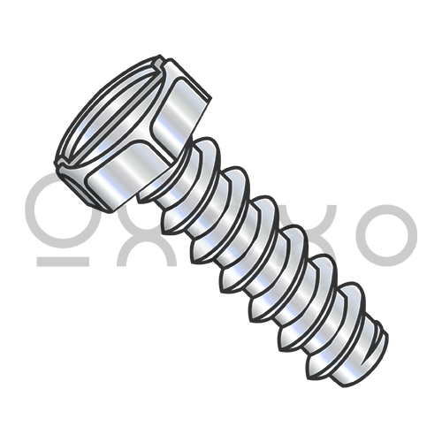 6-20X1/4 Slotted Indented Hex Head Self Tapping Screw Type B Fully Threaded Zinc