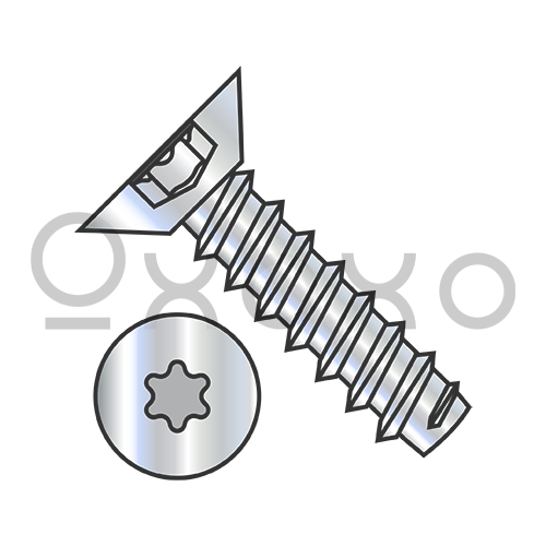 4-24X1/4 Six Lobe Flat Undercut Self Tapping Screw Type B Fully Threaded Zinc and Bake