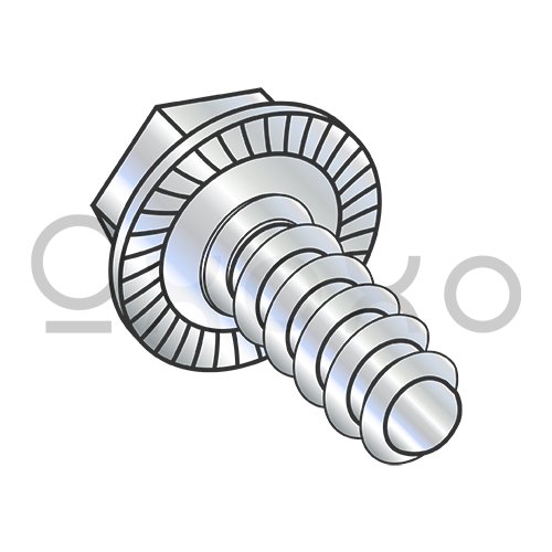 6-20X1/4 Unslot Indent Hex Washer Serrated Self Tap Screw Type B Full Thread Zinc & Bake