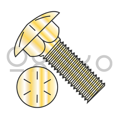 1/4-20X1/2 Carriage Bolt Grade 8 Fully Threaded Zinc Yellow
