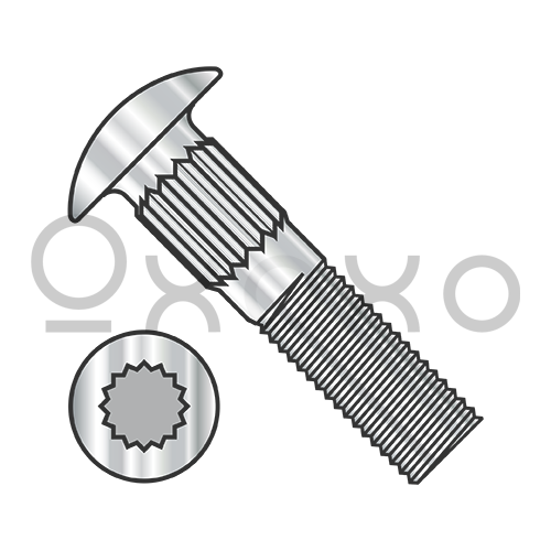 1/4-20X1/2 Ribbed Neck Carriage Bolt Fully Threaded 18 8 Stainless Steel