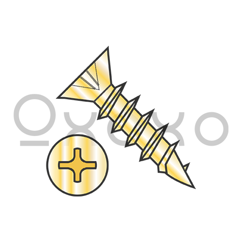 5X1/2 Phillips Flat Hinge Screw Coarse Thread Fully Threaded Steel Bright Brass Finish