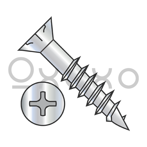8-11X1 1/8 Phillips Flat Head w/Nibs Deep Thread Wood Screw 2/3 Threaded Zinc Bake