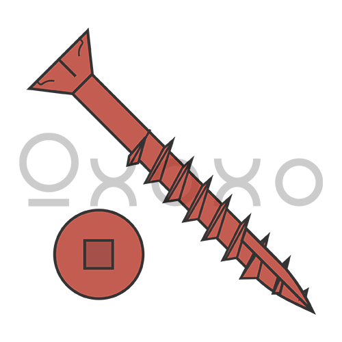 8-8X1 5/8 Square Flat Nibs Deck Screw Type17 2/3 Thread Red Ceramic 1,200HR Salt Spray