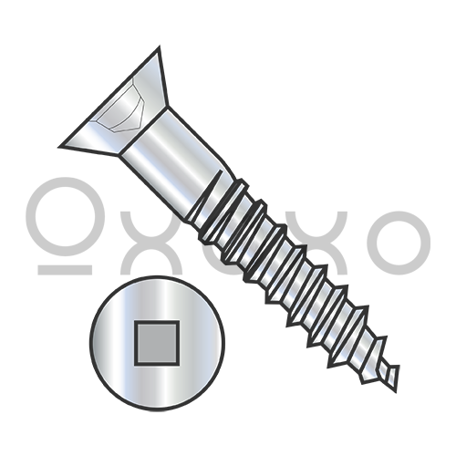 5-20X3/4 Square Drive Flat Head Full Body Wood Screw 2/3 Thread Zinc