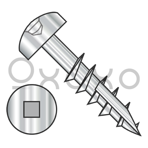 6-13X1 1/4 Square Drive Pan Head Deep Thread Screw Type 17 2/3 Thread 18 8 Stainless Steel