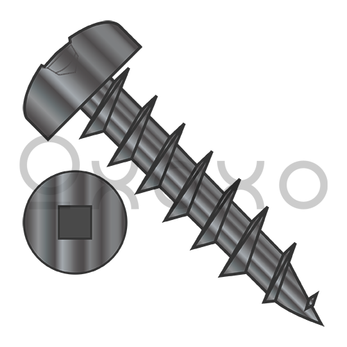 6-13X3/8 Square Drive Pan Deep Thread Wood Screw Full Thread Black Oxide