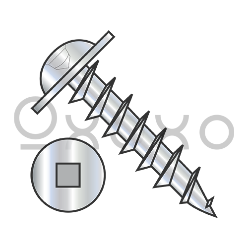 8X1/2 Square Drive Round Washer Head Deep Thread Wood Screw Full Thread Zinc Bake