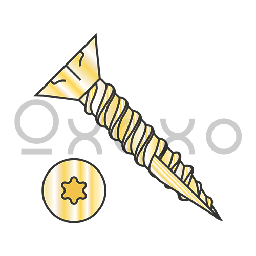 6-13X1 6 Lobe Flat Nibs Coarse Thread Type 17 Exterior Screw Full Thread Zinc Yellow