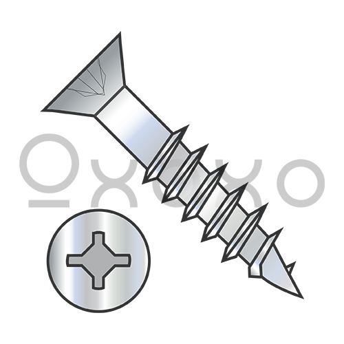 6-13X1 1/4 Square Phillips Drive Flat Head no Nibs Deep Thread Wood Screw 2/3 Thrd ZincBake