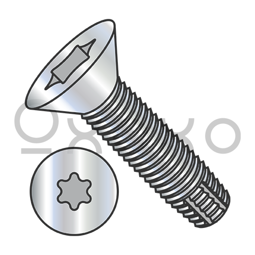 6-32X3/8 Six Lobe Flat Thread Cutting Screw Type F Fully Threaded Zinc And Bake