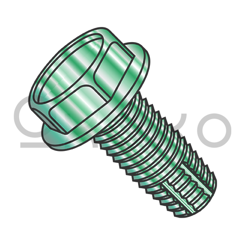 8-32X5/16 Unslot Ind Hex Wash Grounding Thread Cutting Screw Type F, F/T Zinc Bake Green