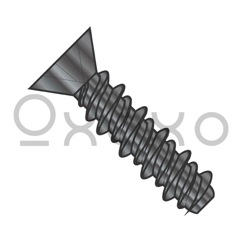 4-24X3/8 Phillips Flat High Low Screw Fully Threaded Black Oxide and Oil