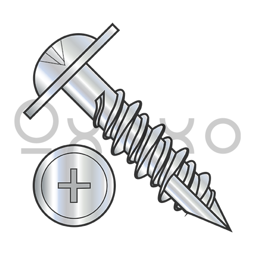 14-12X2 1/2 Phillips Round Washer High Low Install Screw Type 17 2/3 Thread Zinc Bake