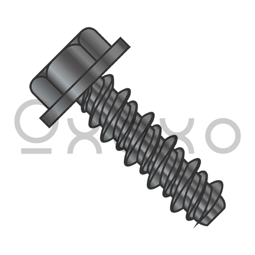 8-18X1/2 #6HD Unslotted Indented Hex Washer High Low Screw Fully Threaded Black Oxide