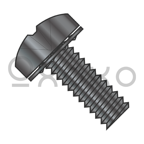 4-40X3/16 Phillips Pan Internal Sems Machine Screw Fully Threaded Black Oxide