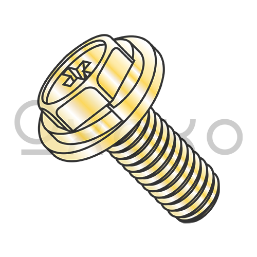 M3X8W7 JIS B1187 Phillip Hex Split Washer Flat Washer Sems Machine Screw Zinc Bake Yell