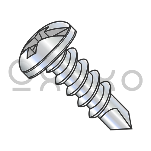 6-20X1/2 Combination(Slot/Phil) Pan Self Drill Screw Full Thread Zinc/Bake