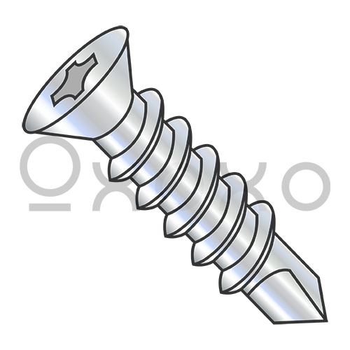 8-18X3/4 Phillips Flat Self Drilling Screw Full Thread With A #6 Head Zinc and Bake