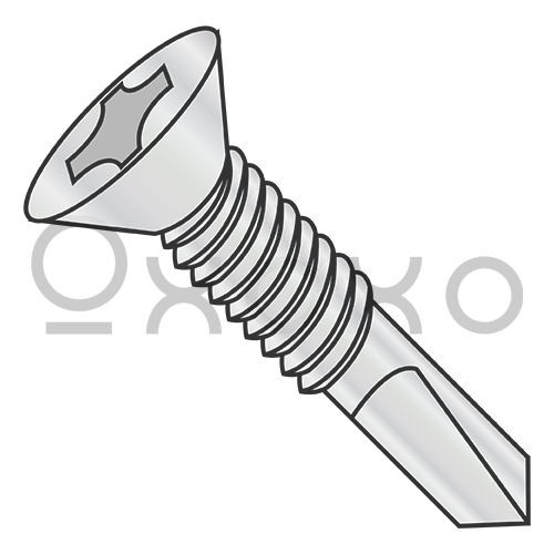 12-24X1 5/8 Phil Flat Full Thrd Self Drill Machine Scr Thrd #4 Pt ZincBake 1000hr Salt Spray