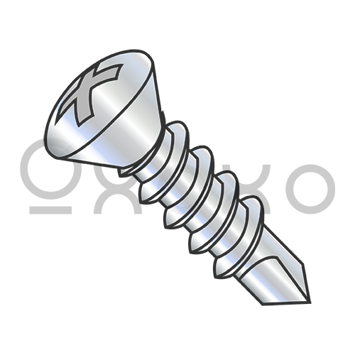 6-20X3/8 Phillips Oval Self Drilling Screw Full Thread Zinc and Bake
