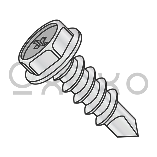 6-20X3/8 Phil Hexwasher Full Thread Self Drill Scr Zinc Bake 1000hours Salt Spray